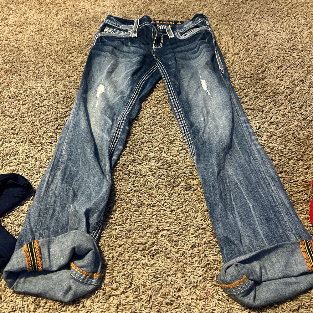 Rock Revival Blue Distressed Women Jeans